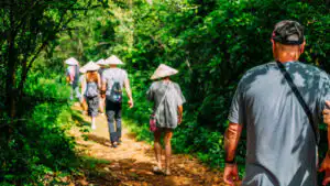 A group of people exploring the grounds of Koh Samui Sanctuary