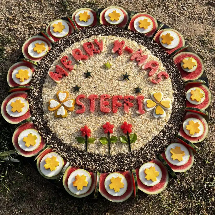 A custom-made fruit cake for an elephant